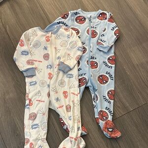 Spider-Man Kids One Piece Pajamas - Blue and Cream